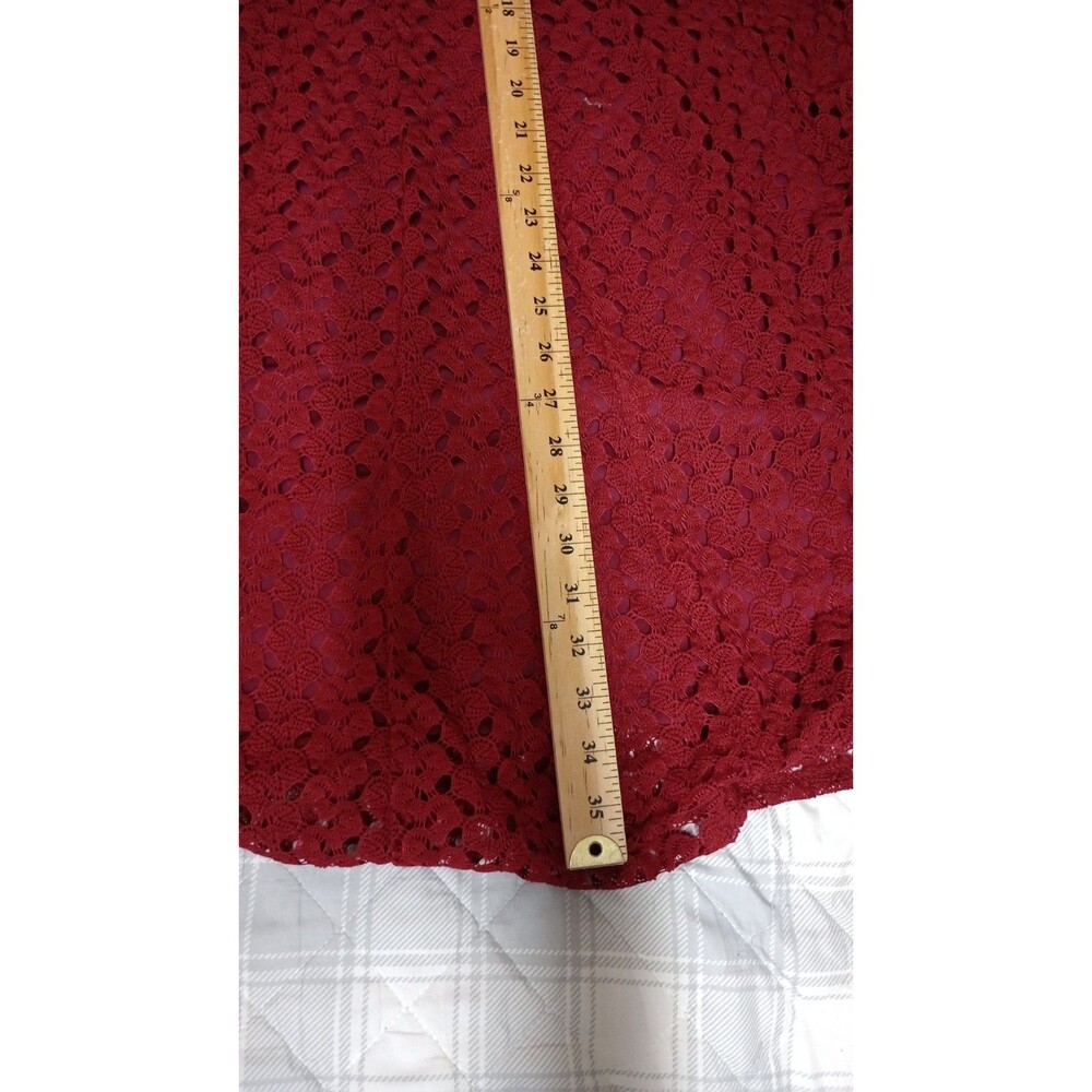 Women's Rabbit Rabbit Rabbit Designs Red Lace Eyelet Dress Sz 16 Modest Y2K - Picture 7 of 7